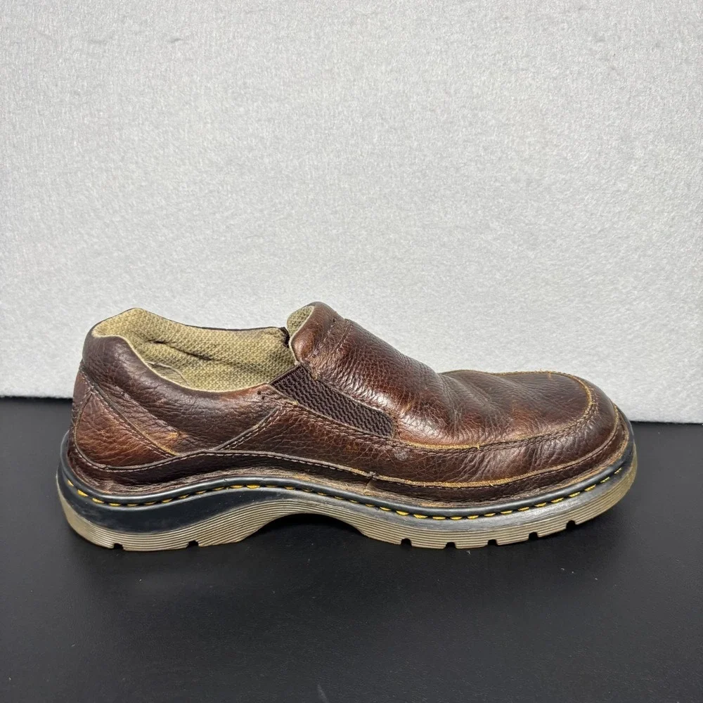 Dr Doc Martens Loafer Slip On Shoes Mens 8M Brown Pebbled Leather 11198 Sneakers